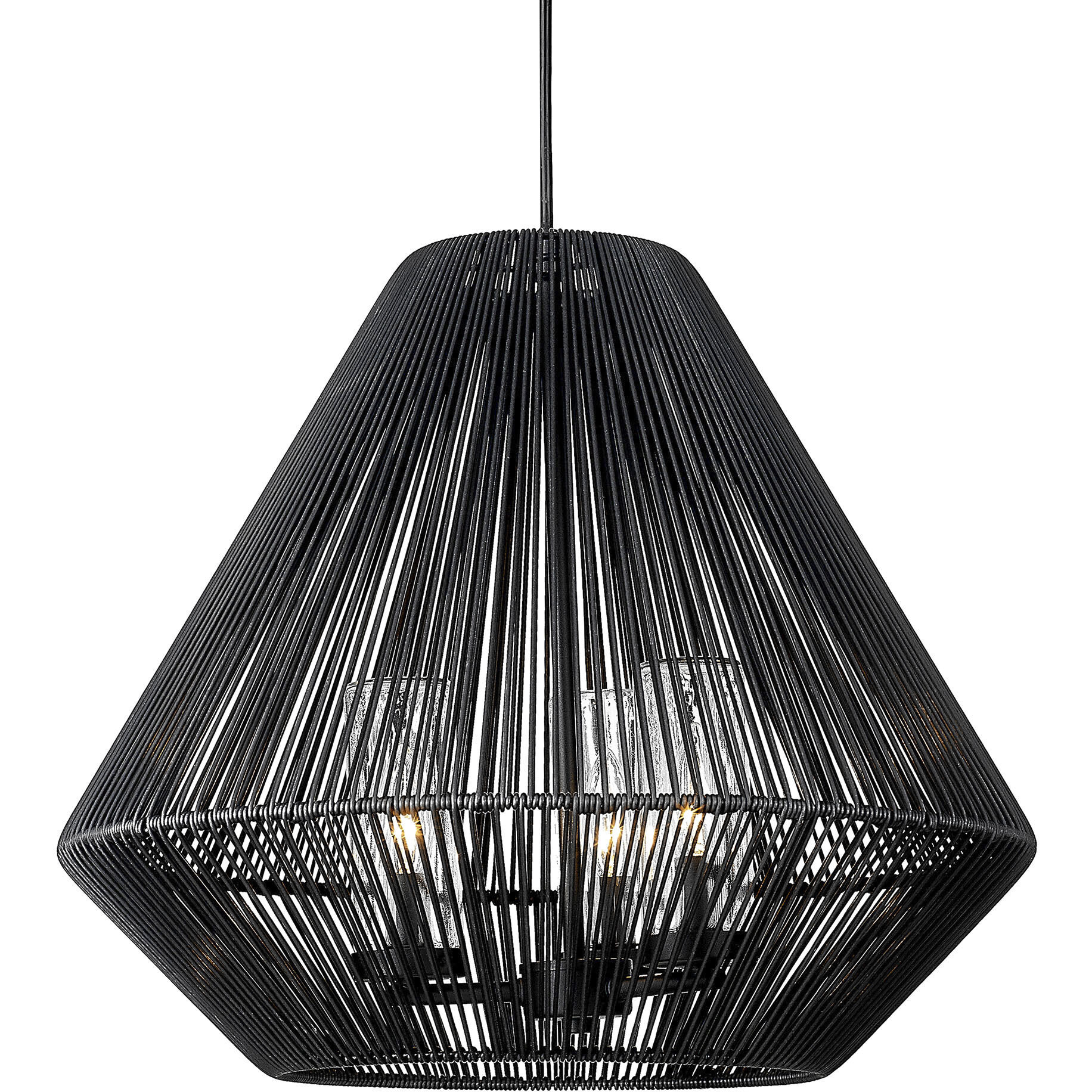 Valentina 3 Light 20.75 inch Natural Black Outdoor Pendant