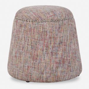 Gumdrop 17 inch Confetti Chenille Fabric and Brushed Nickel Ottoman
