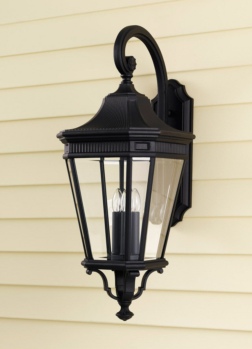 Cotswold Lane 3 Light 30 inch Black Outdoor Wall Lantern Large