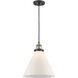 Franklin Restoration Cone LED 12 inch Black Antique Brass Mini Pendant Ceiling Light in Matte White, Franklin Restoration