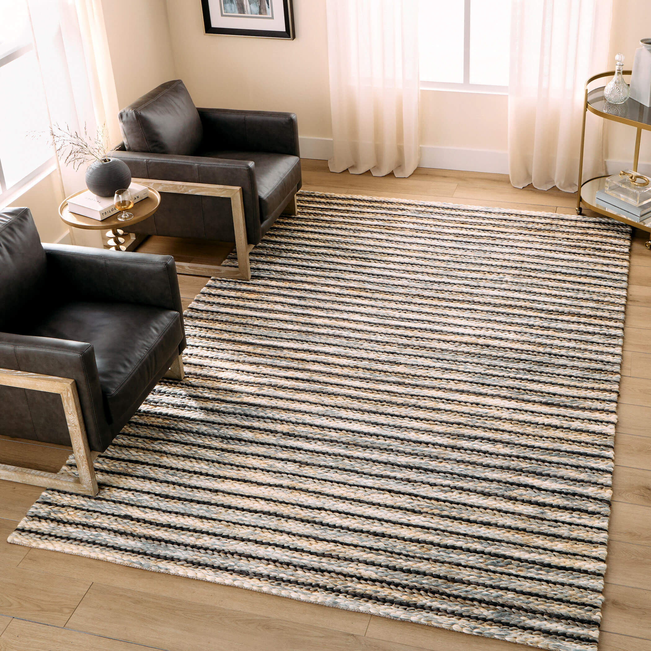 Natural Luxe 90 X 63 inch Blue Rug in 5 x 7