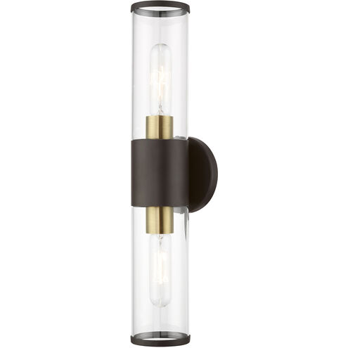 Banca 2 Light 4 inch Bronze with Antique Brass Accent ADA Vanity Sconce Wall Light