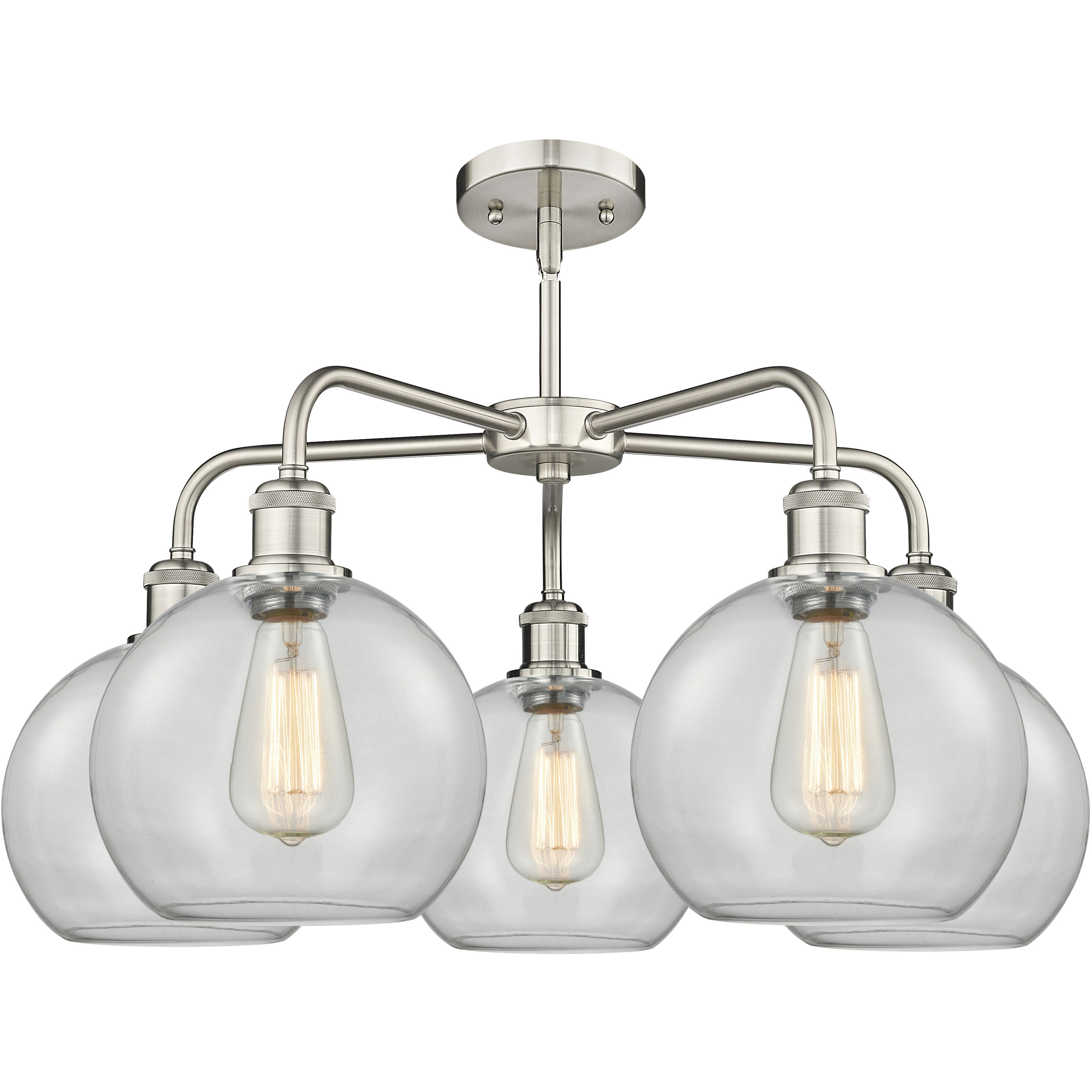 Athens 5 Light 26 inch Satin Nickel Chandelier Ceiling Light in Clear