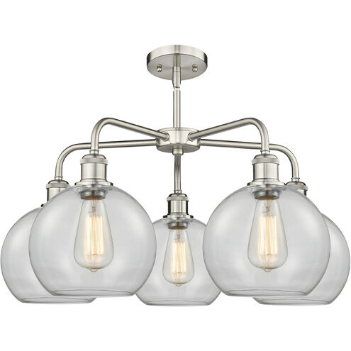 Athens 5 Light 26 inch Satin Nickel and Clear Chandelier Ceiling Light
