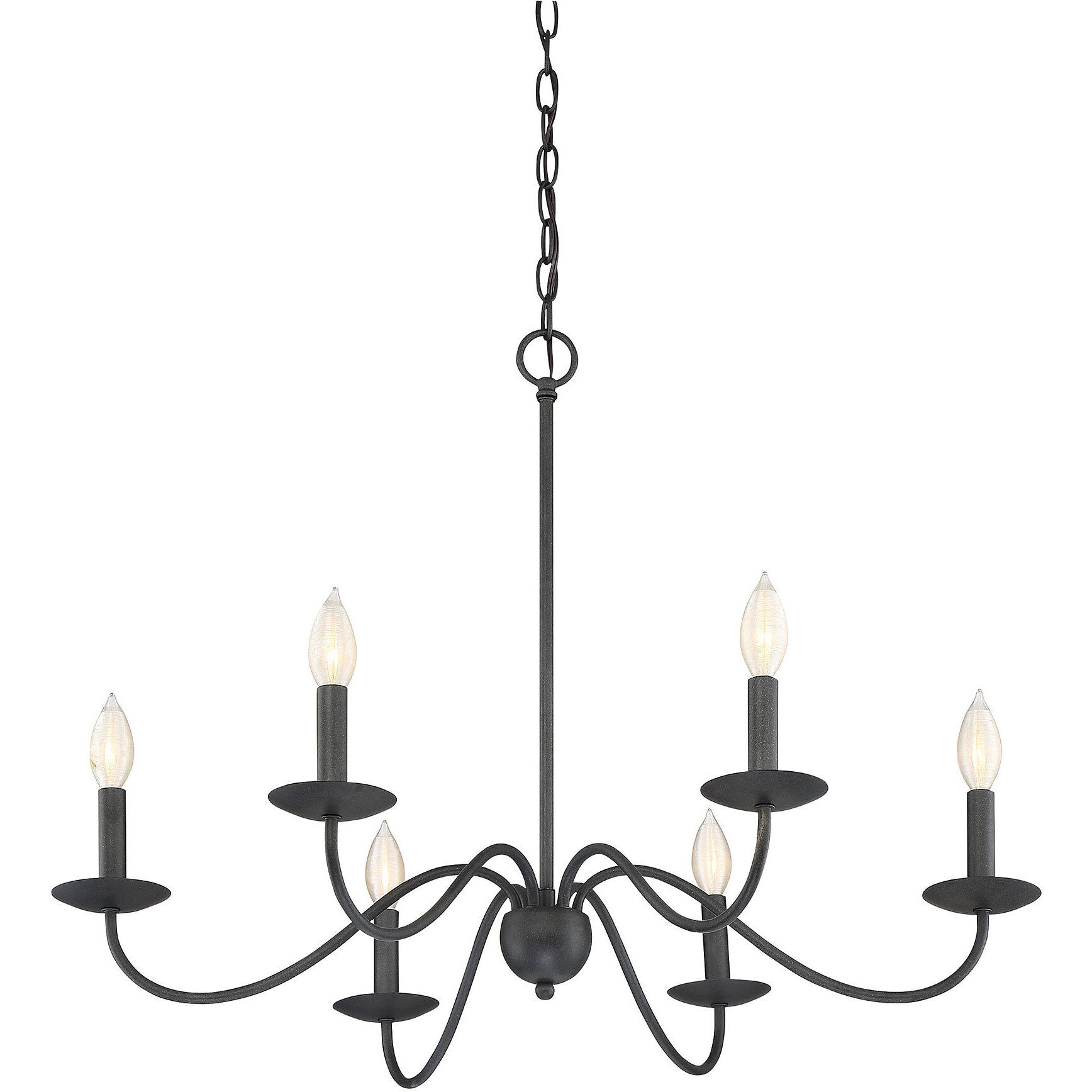 Traditional 6 Light 30 inch Aged Iron Chandelier Ceiling Light