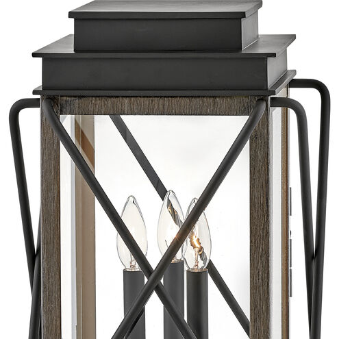 Montecito 3 Light 18.5 inch Black with Driftwood Gray Outdoor Pier Mount Lantern in Non-LED, Medium