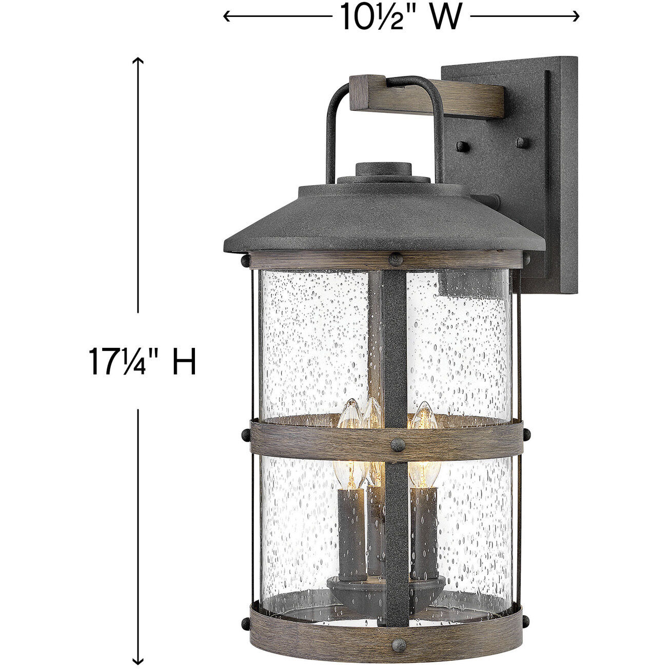 Estate Series Lakehouse Outdoor Wall Mount Lantern in Aged Zinc, Non-LED