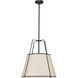 Trapezoid 1 Light 18 inch Black with Cream Pendant Ceiling Light