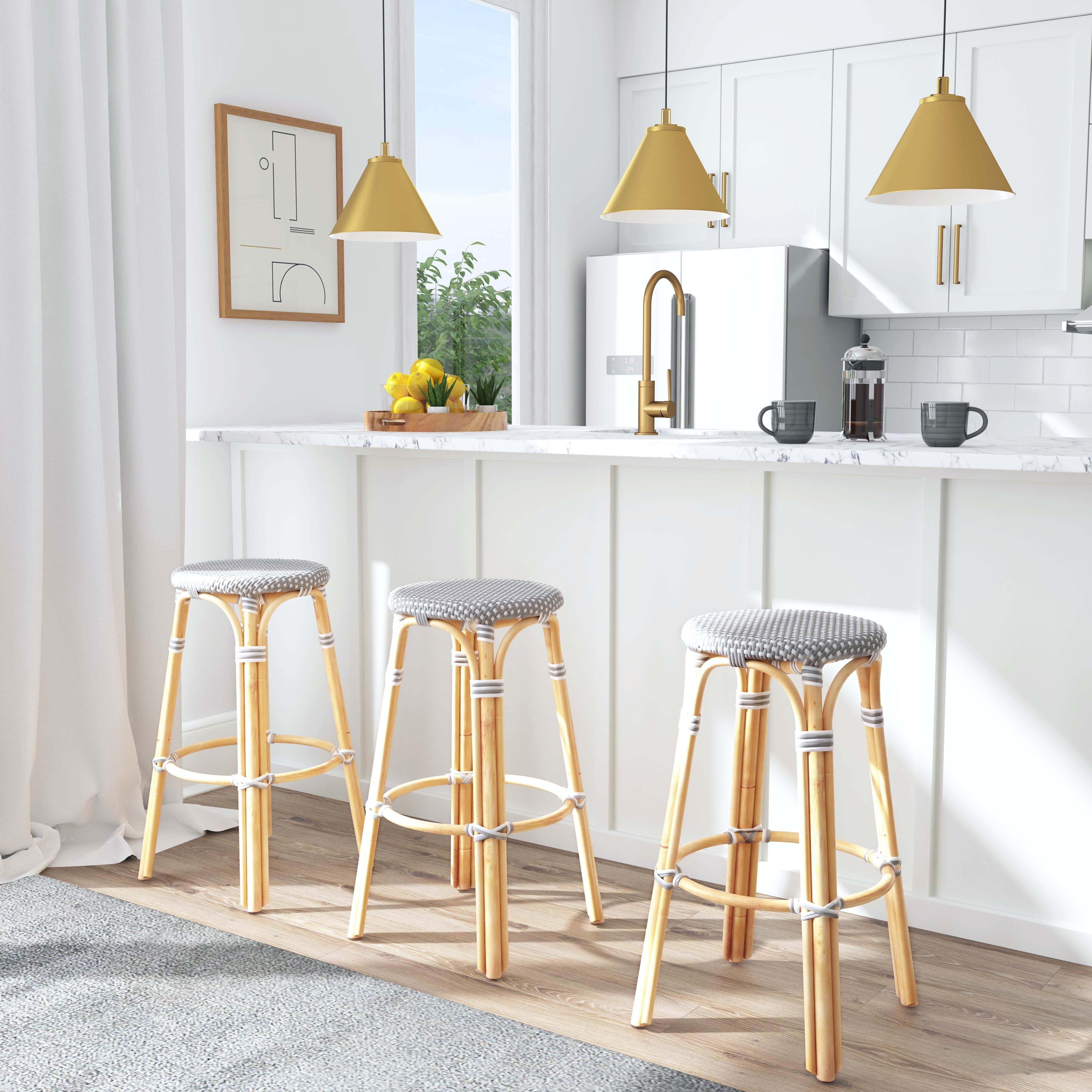 Rattan bar stools white legs sales