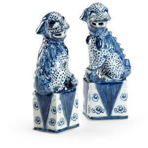 Chelsea House Blue/White Glaze/Hand Painted Figurines, Pair