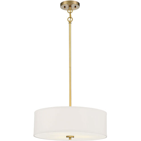 Modern 3 Light 18 inch Natural Brass Pendant Ceiling Light
