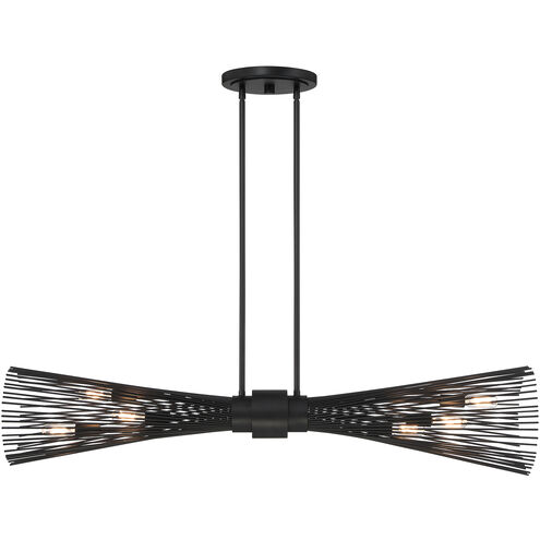 Longfellow 6 Light 42 inch Matte Black Linear Chandelier Ceiling Light