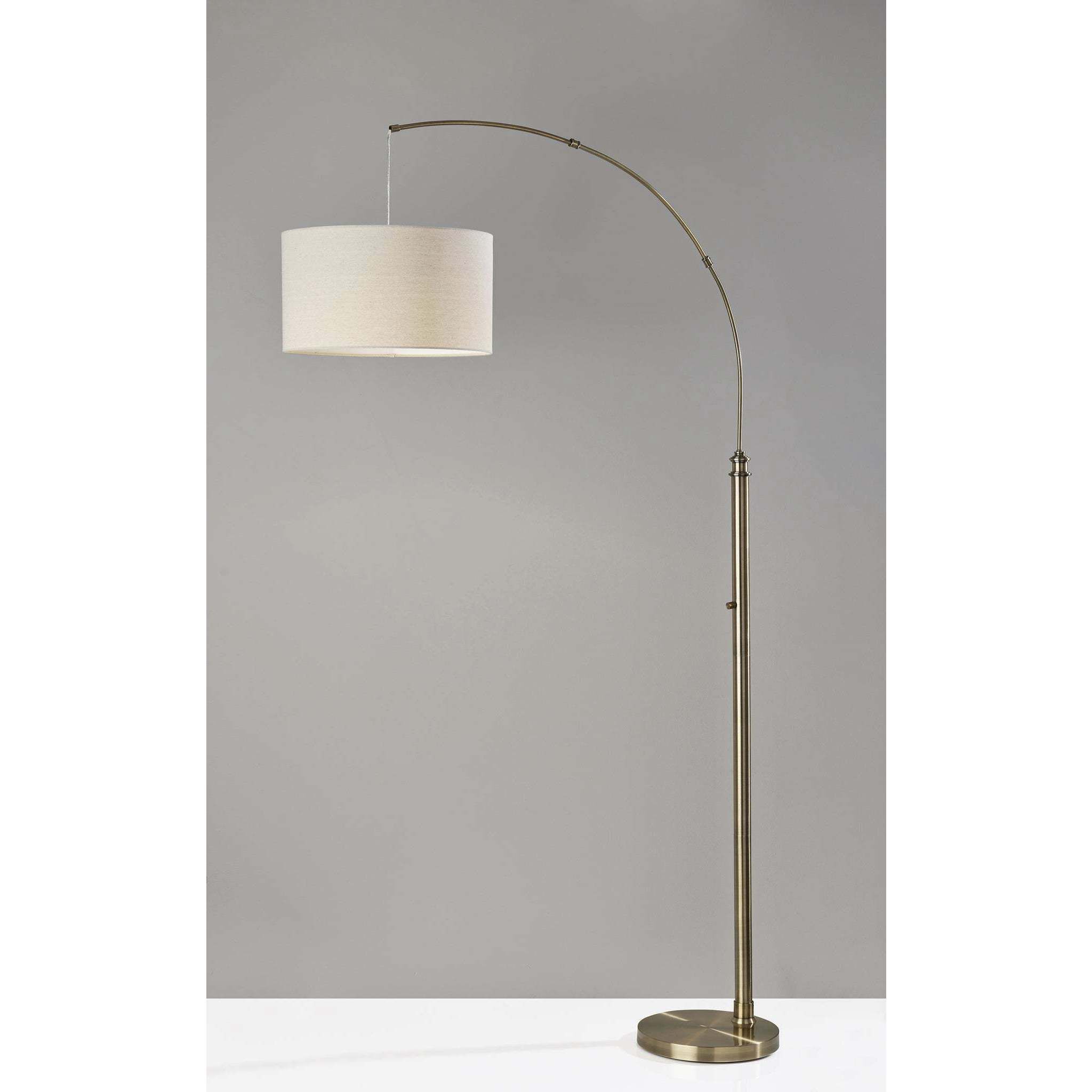 Barton 75.5 inch 100.00 watt Antique Brass Arc Floor Lamp Portable Light, Simplee Adesso