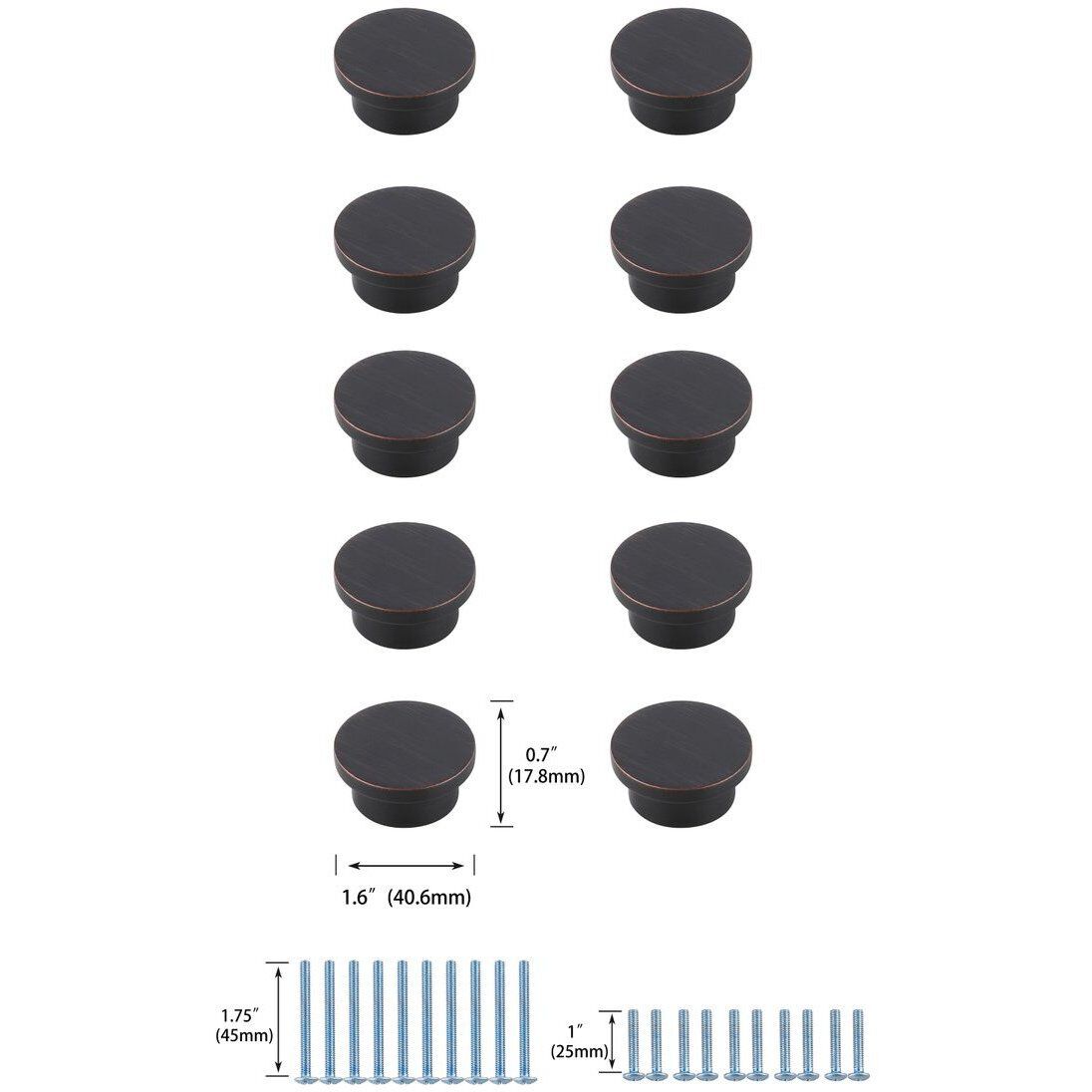 Trovon Oil-Rubbed Bronze Hardware Cabinet Knob, Set of 10