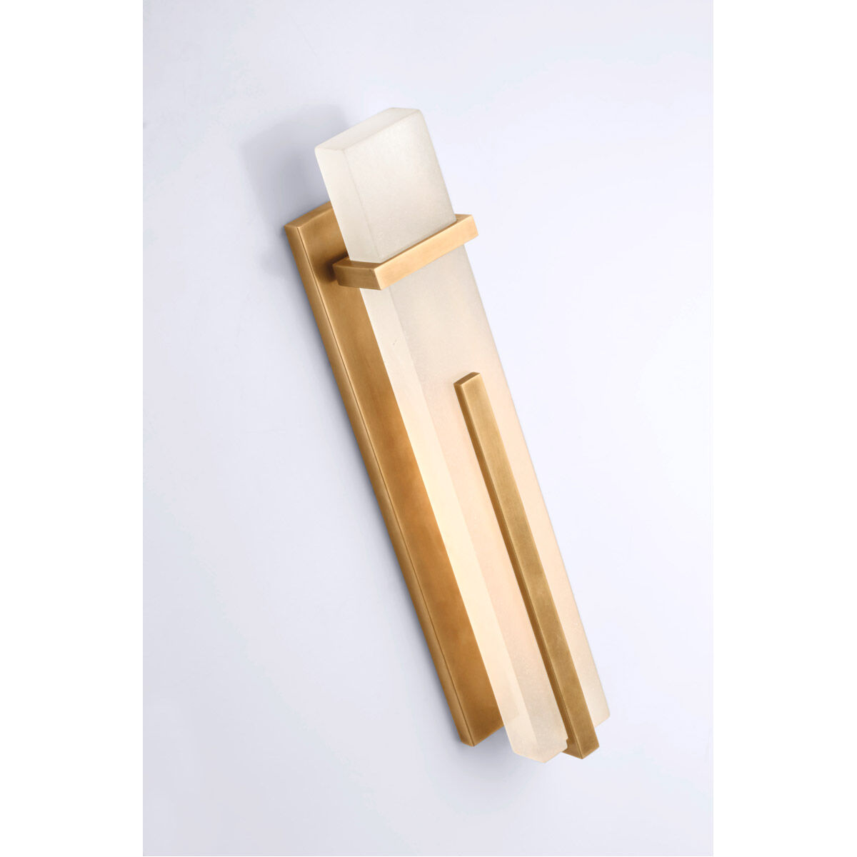 Ian K. Fowler Malik LED 4.5 inch Hand-Rubbed Antique Brass Sconce Wall Light in Alabaster, Large