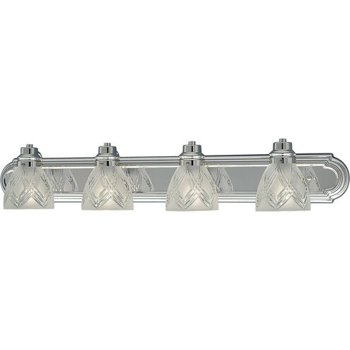 Crystal Cut Glass 4 Light 36 inch Polished Chrome Bath Vanity Wall Light