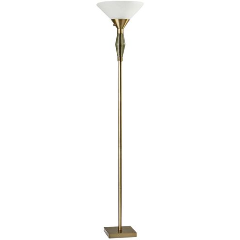 Murphy 71 inch 150.00 watt Antique Brass and Green Glass Floor Lamp Portable Light