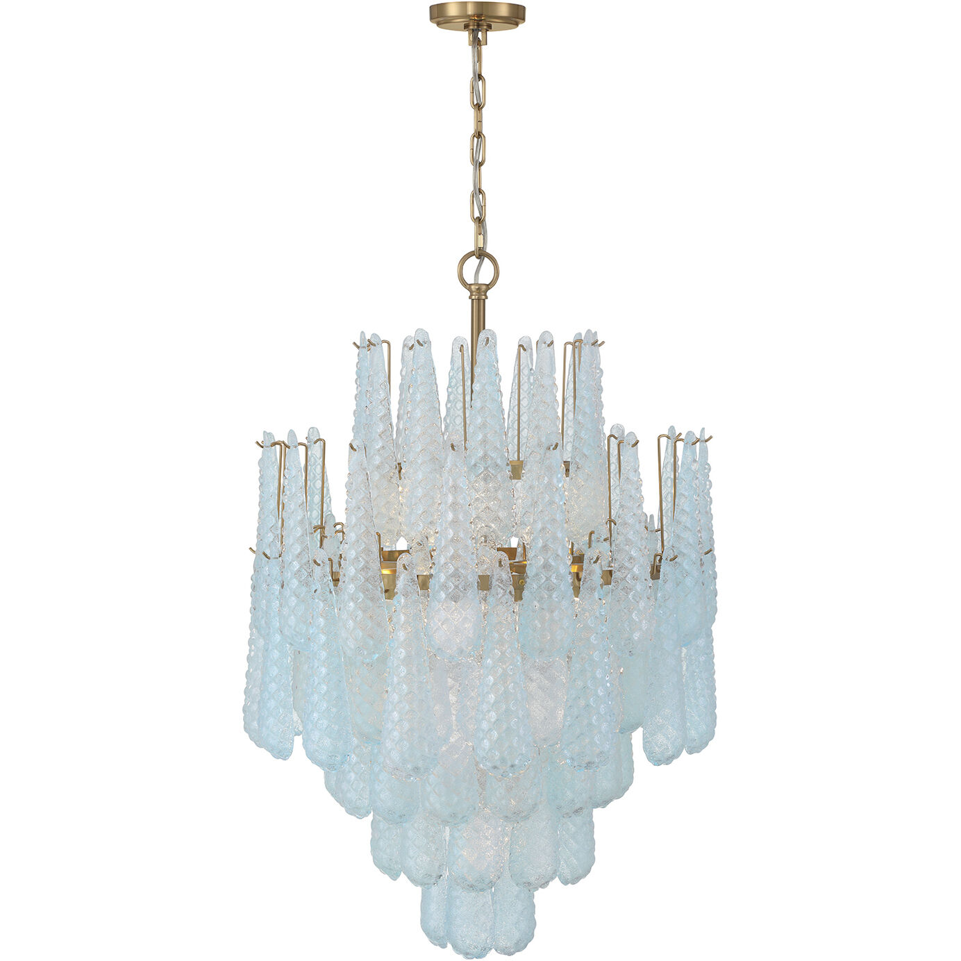 Ollie 16 Light 26.25 inch Aged Brass Chandelier Ceiling Light in Sand Glass Blue