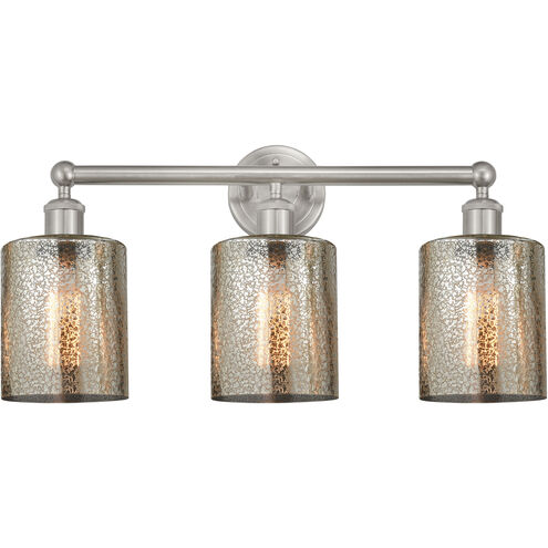 Edison Cobbleskill 3 Light 23 inch Brushed Satin Nickel Bath Vanity Light Wall Light in Mercury Glass