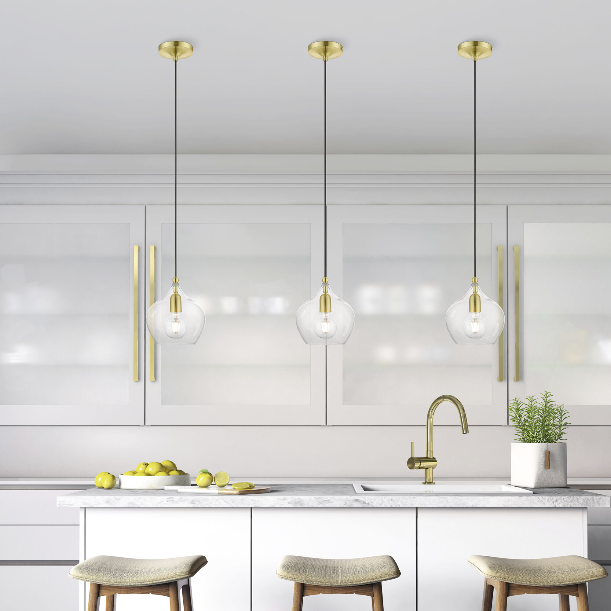 Aldrich 1 Light 8 inch Satin Brass with Polished Brass Accent Pendant Ceiling Light