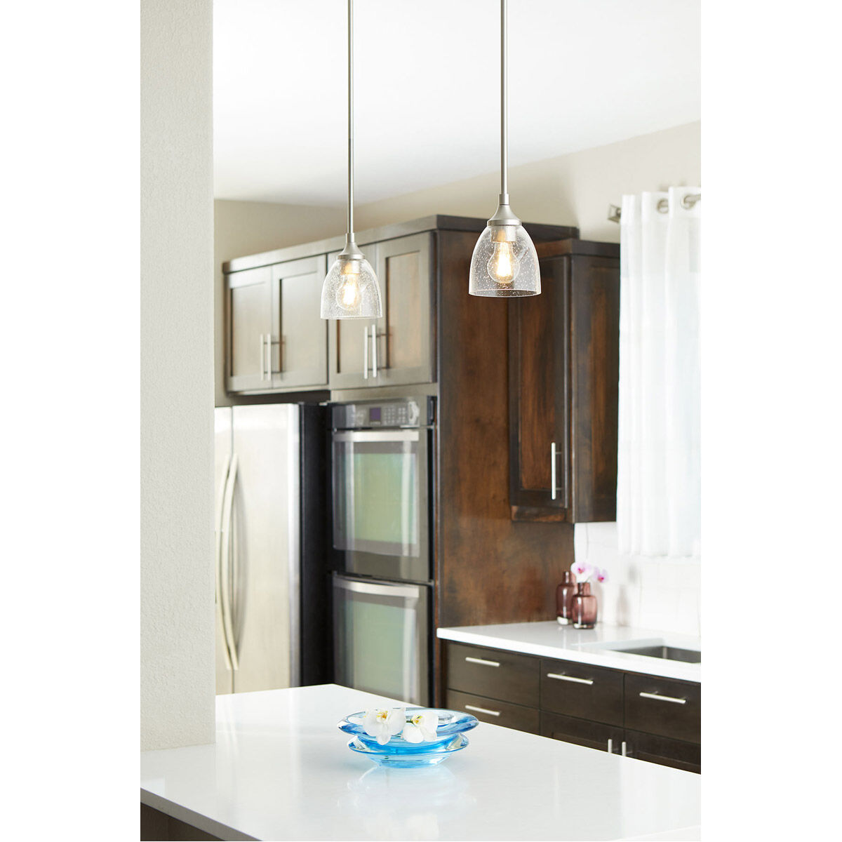 Barkley 1 Light 6 inch Satin Nickel Pendant Ceiling Light in Clear Seeded