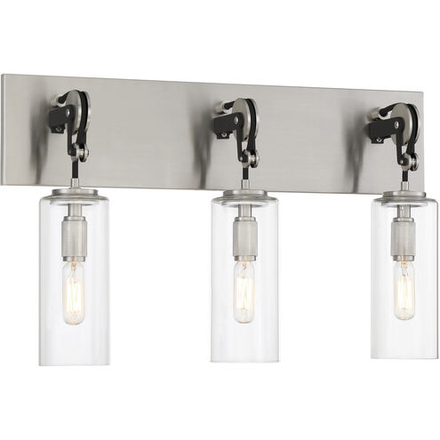 Pullman Junction 3 Light 21 inch Coal / Brushed Nickel Bath Light Wall Light