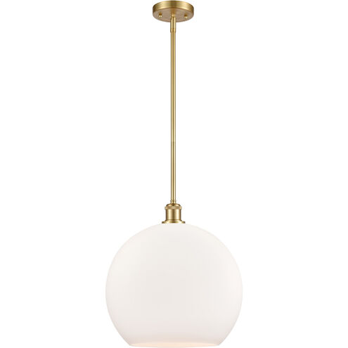 Ballston Athens 1 Light 14 inch Satin Gold Pendant Ceiling Light in Matte White Glass