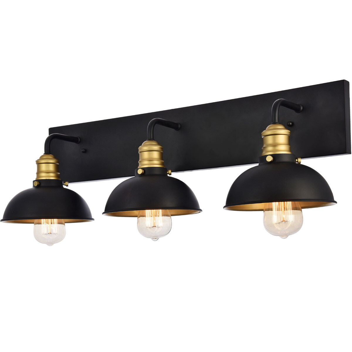 Anders 3 Light 27 inch Black and Brass Wall Sconce Wall Light