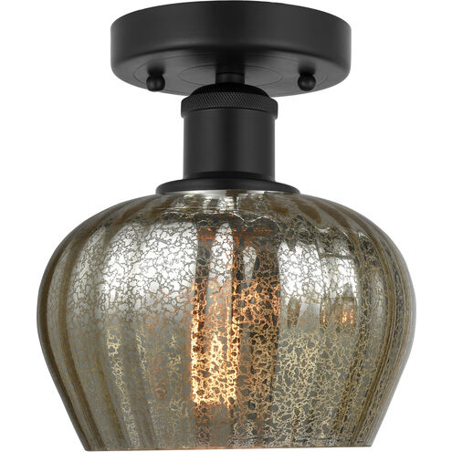 Edison Fenton 1 Light 7 inch Matte Black Semi-Flush Mount Ceiling Light in Mercury Glass