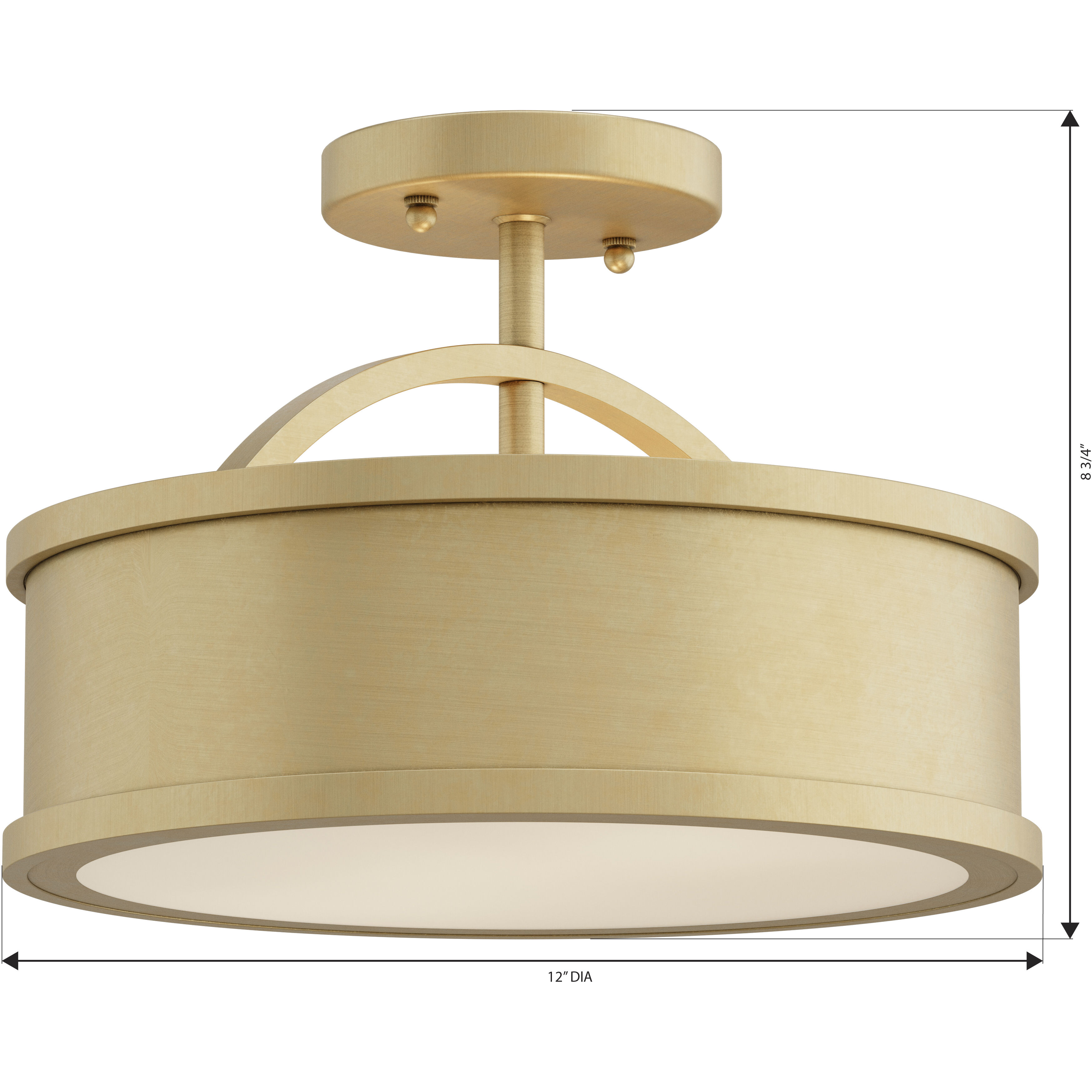 Wynn 2 Light 12 inch Legacy Brass Semi-Flush Mount Ceiling Light