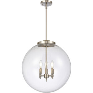Franklin Restoration Beacon 3 Light 18 inch Antique Brass Pendant Ceiling Light in Clear Glass