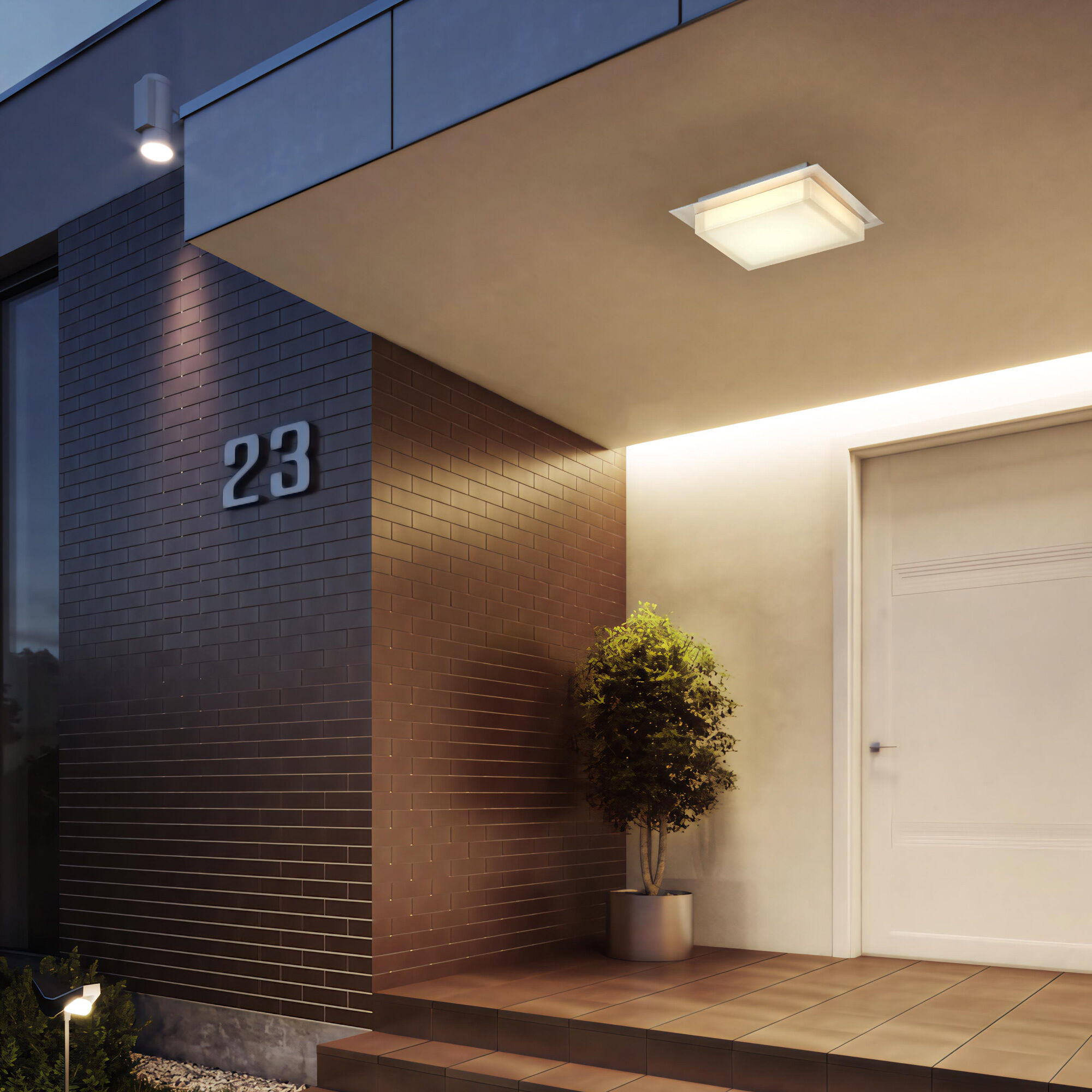 Foursquare LED 14 inch Brushed Stainless Steel Outdoor Flush Mount