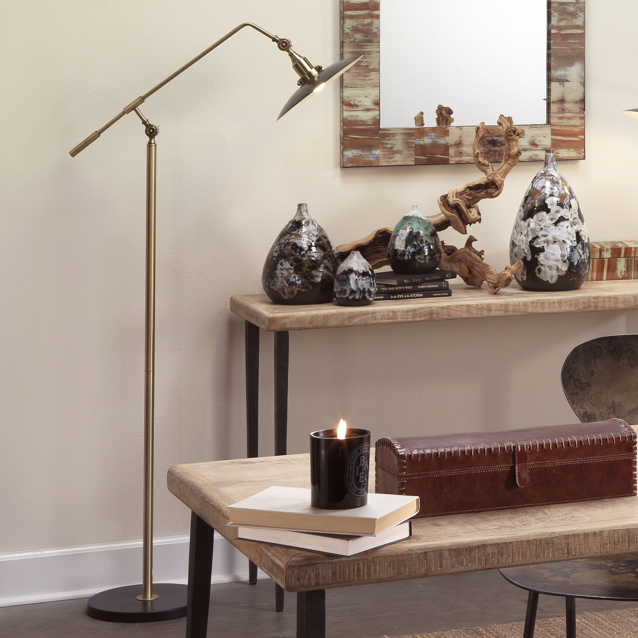 Mid-Century Modern 65 inch 60 watt Brass Finish Floor Lamp Portable Light