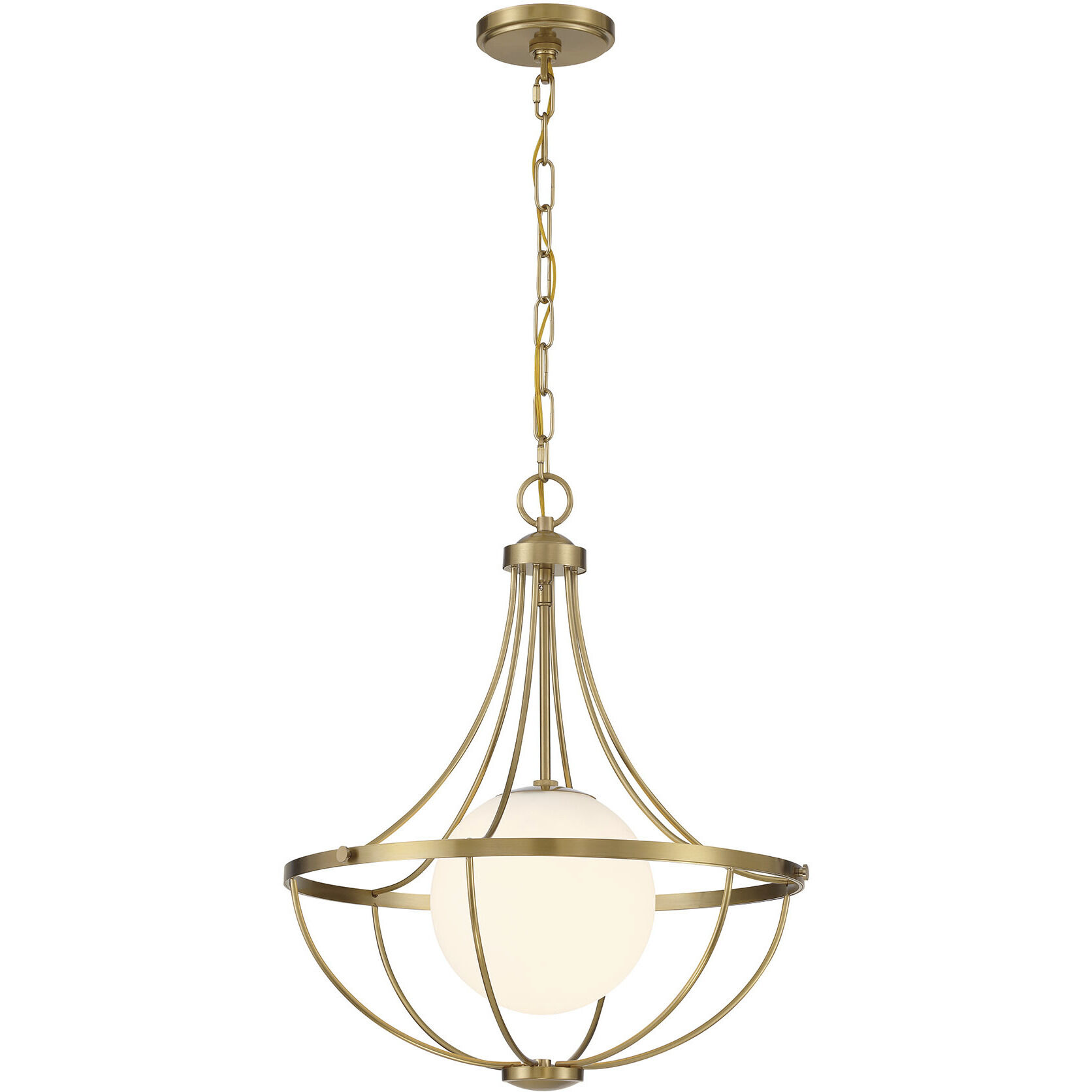 Contemporary 1 Light 18 inch Natural Brass Pendant Ceiling Light