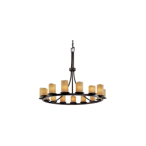 Candlearia 15 Light 42 inch Dark Bronze Chandelier Ceiling Light in Amber (CandleAria), Cylinder with Melted Rim, Incandescent