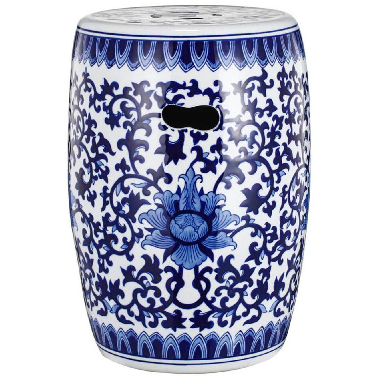 Garden 15.9 inch Blue and White Stool