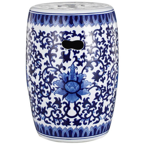 Garden 15.9 inch Blue and White Stool