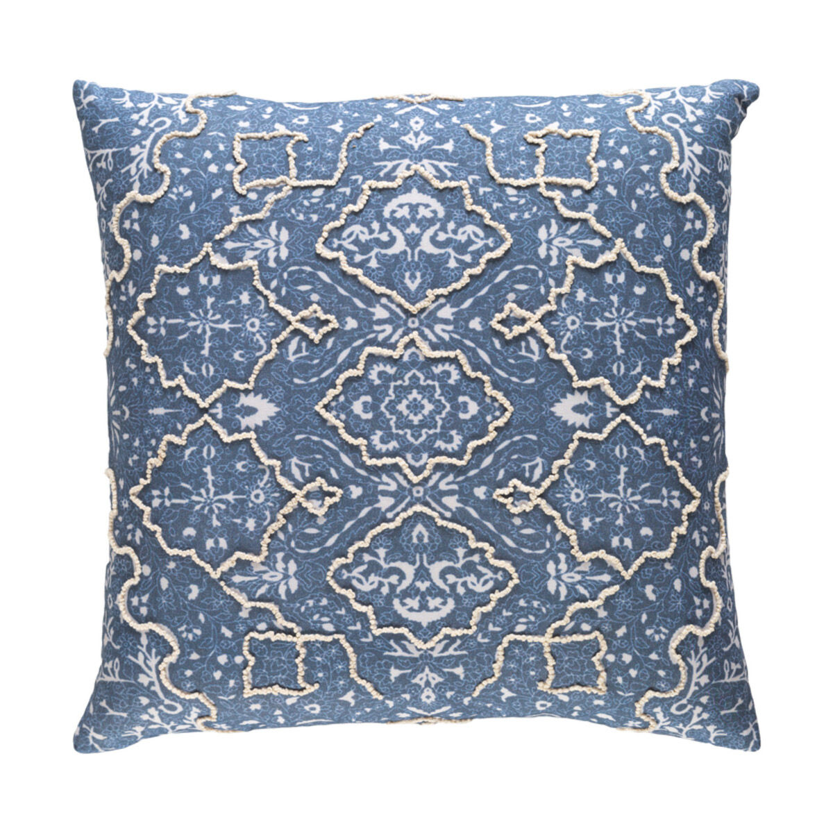 Batik 20 X 20 inch Denim and Ivory Pillow Cover
