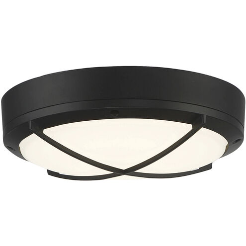 Meridian LED 11 inch Matte Black and Frosted Outdoor Flush Mount