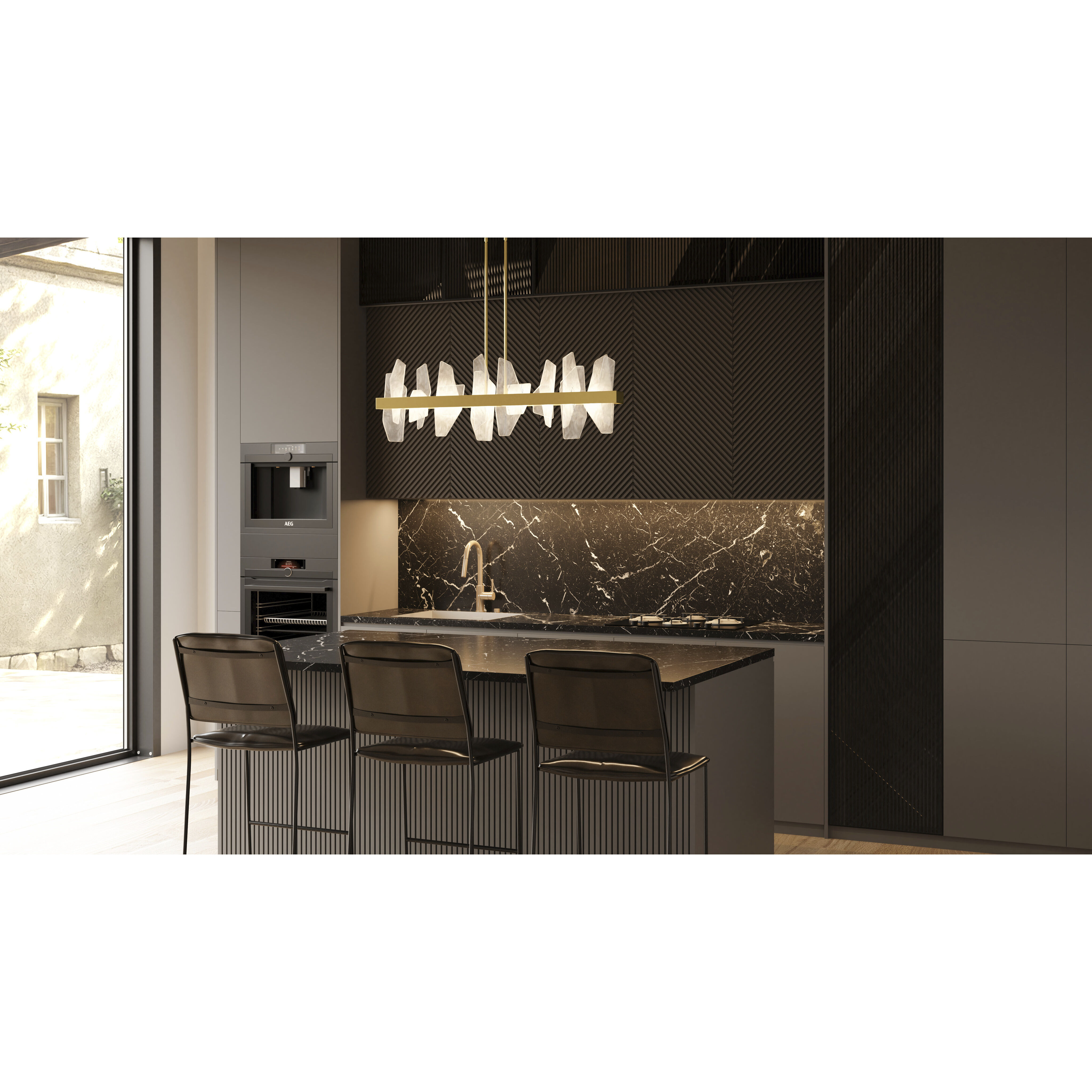 Aurelia LED 42 inch Soft Gold Linear Chandelier Ceiling Light, Medium