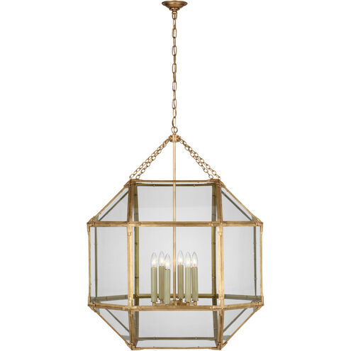 Suzanne Kasler Morris LED 30.5 inch Gilded Iron Grande Lantern Pendant Ceiling Light in Clear Glass, Grande