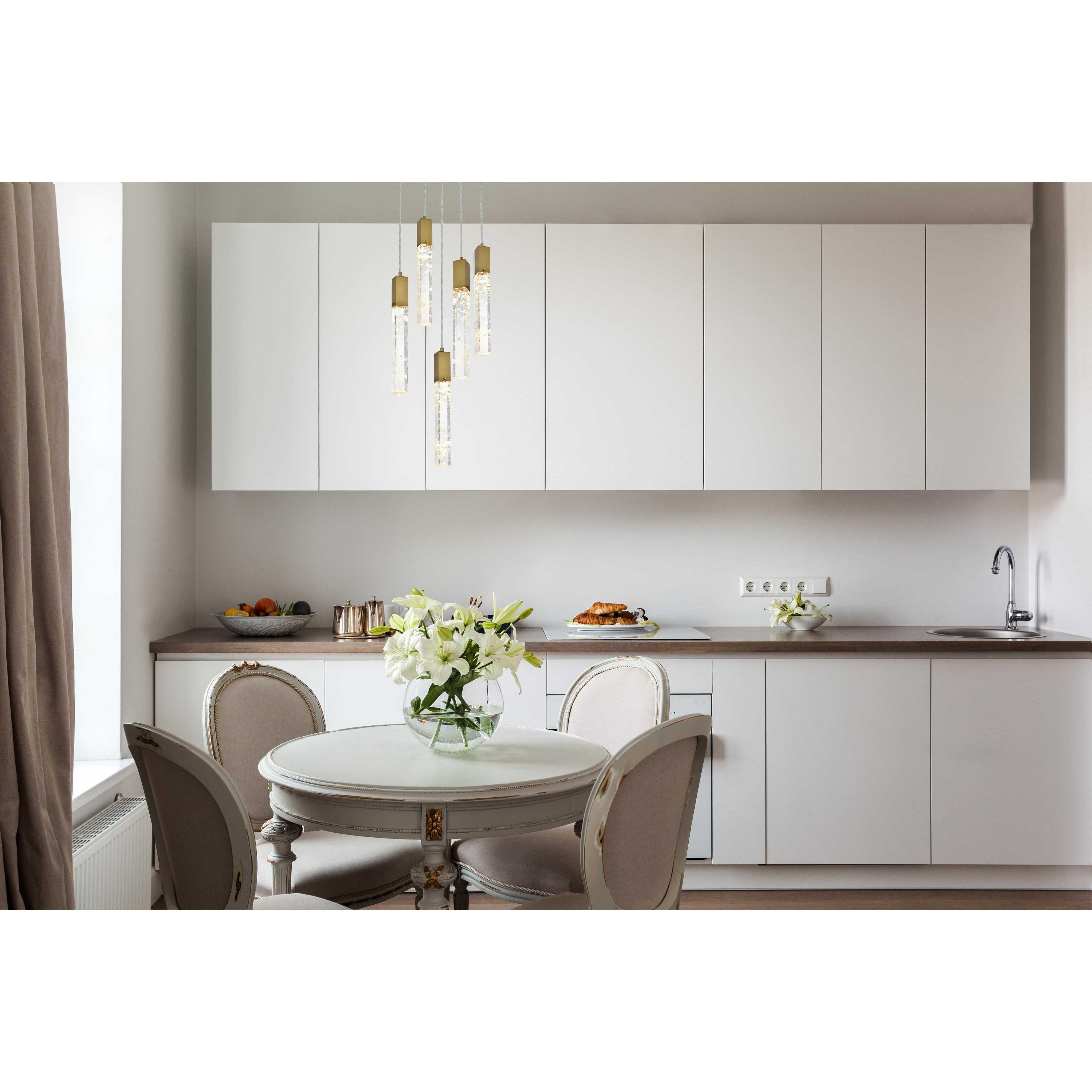 Aurora 5 Light 20 inch Satin Gold Chandelier Ceiling Light