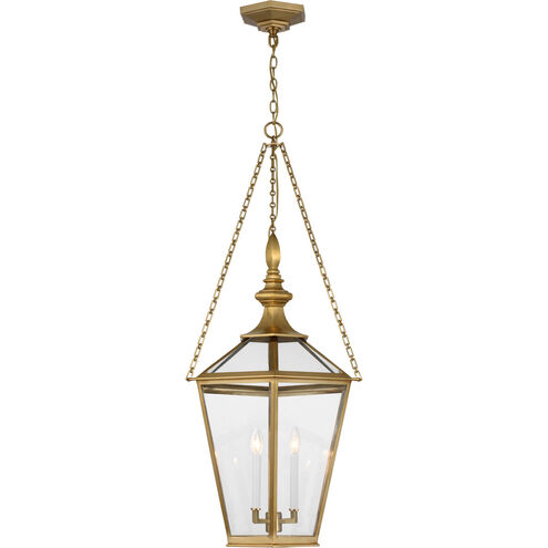 Chapman & Myers Evaline LED 21 inch Antique-Burnished Brass Lantern Pendant Ceiling Light, Large