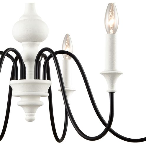 Val de Loire 6 Light 28 inch White Coral with Black Chandelier Ceiling Light