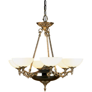 Napoleonic 6 Light 28 inch French Brass Dining Chandelier Ceiling Light