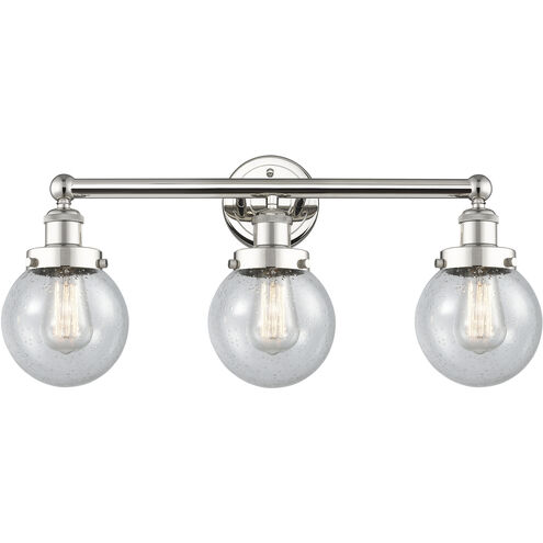 Beacon 3 Light 24.5 inch Polished Nickel Bath Vanity Light Wall Light in Seedy