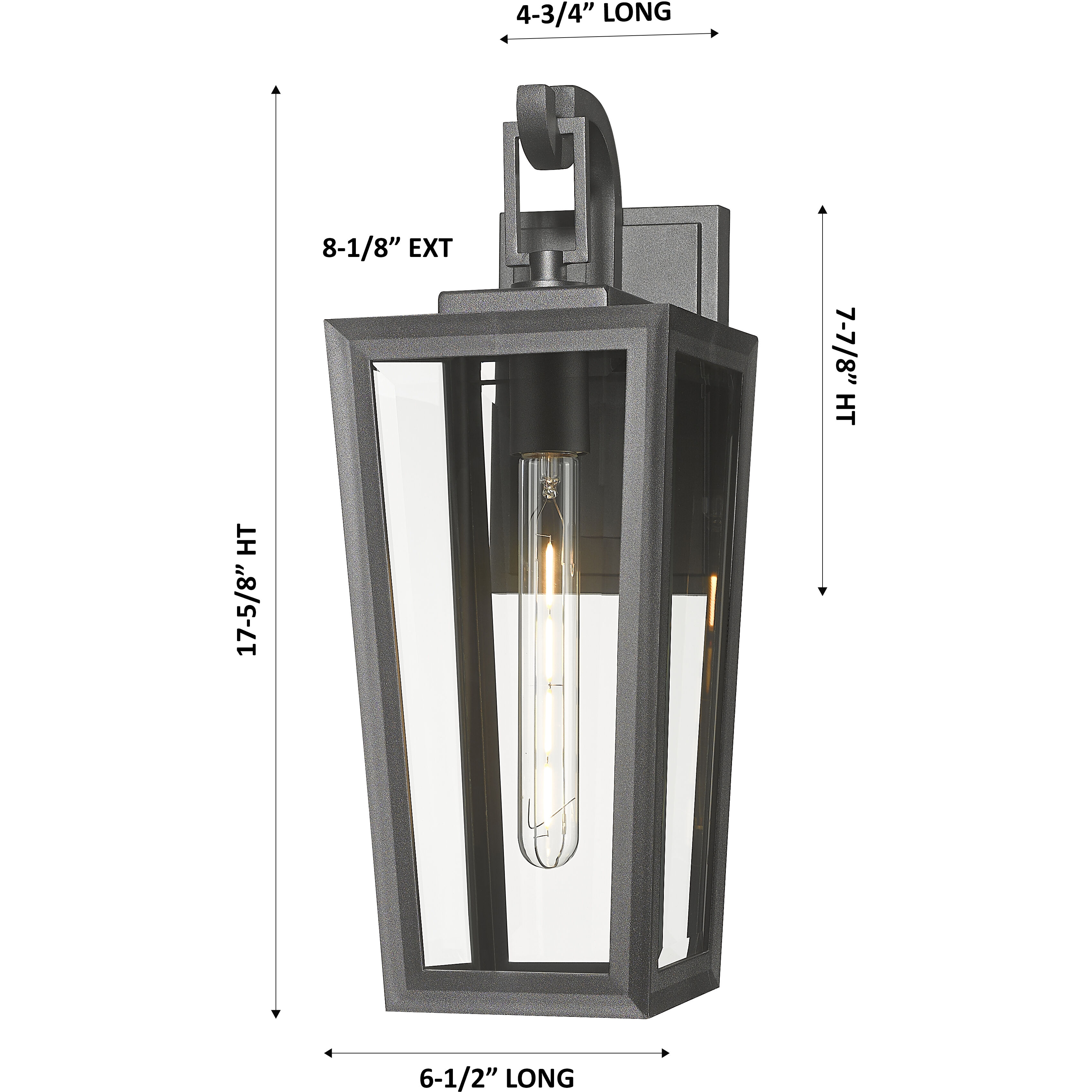 Madison 1 Light 17.63 inch Matte Black Outdoor Sconce in Clear Glass
