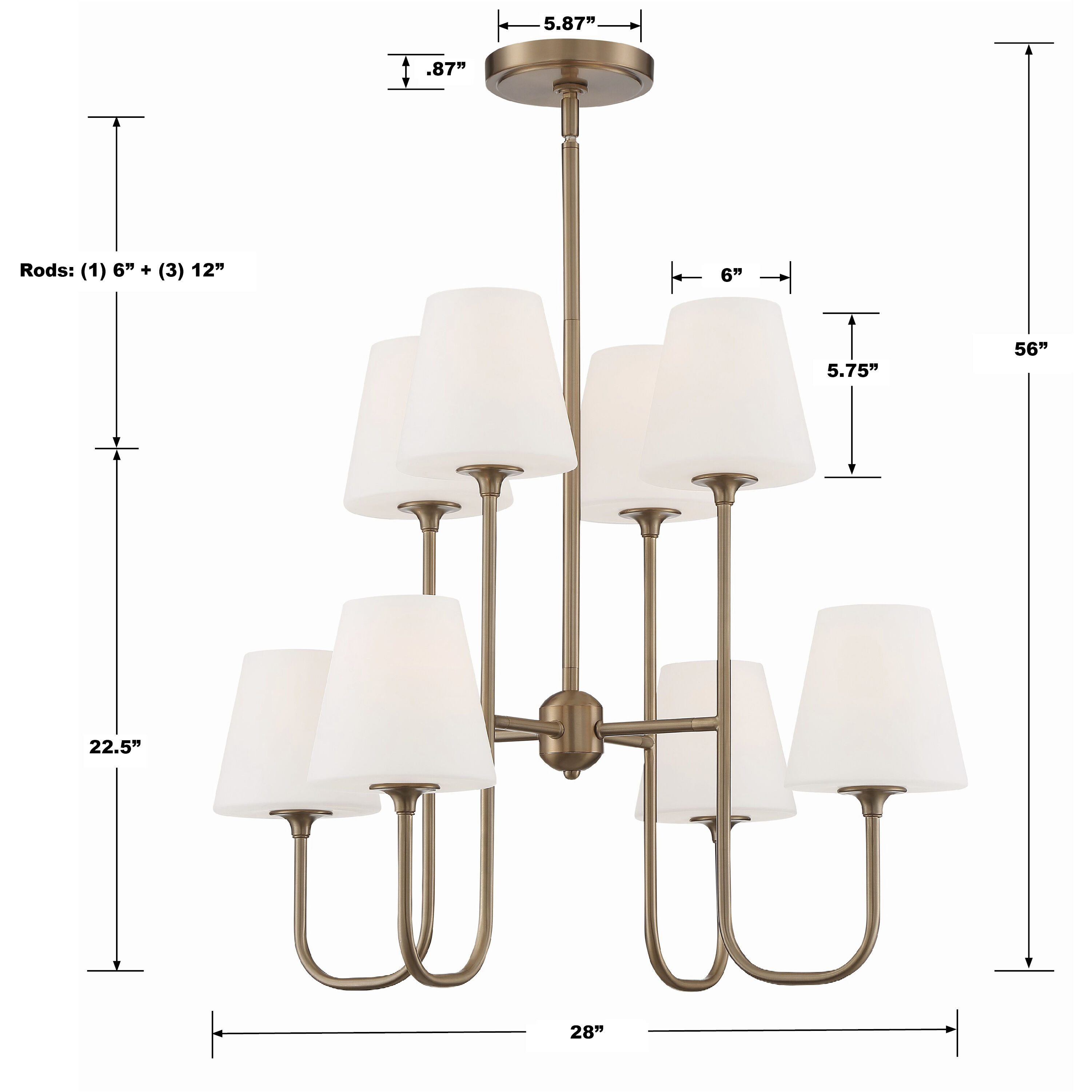 Keenan 8 Light 28 inch Vibrant Gold Chandelier Ceiling Light