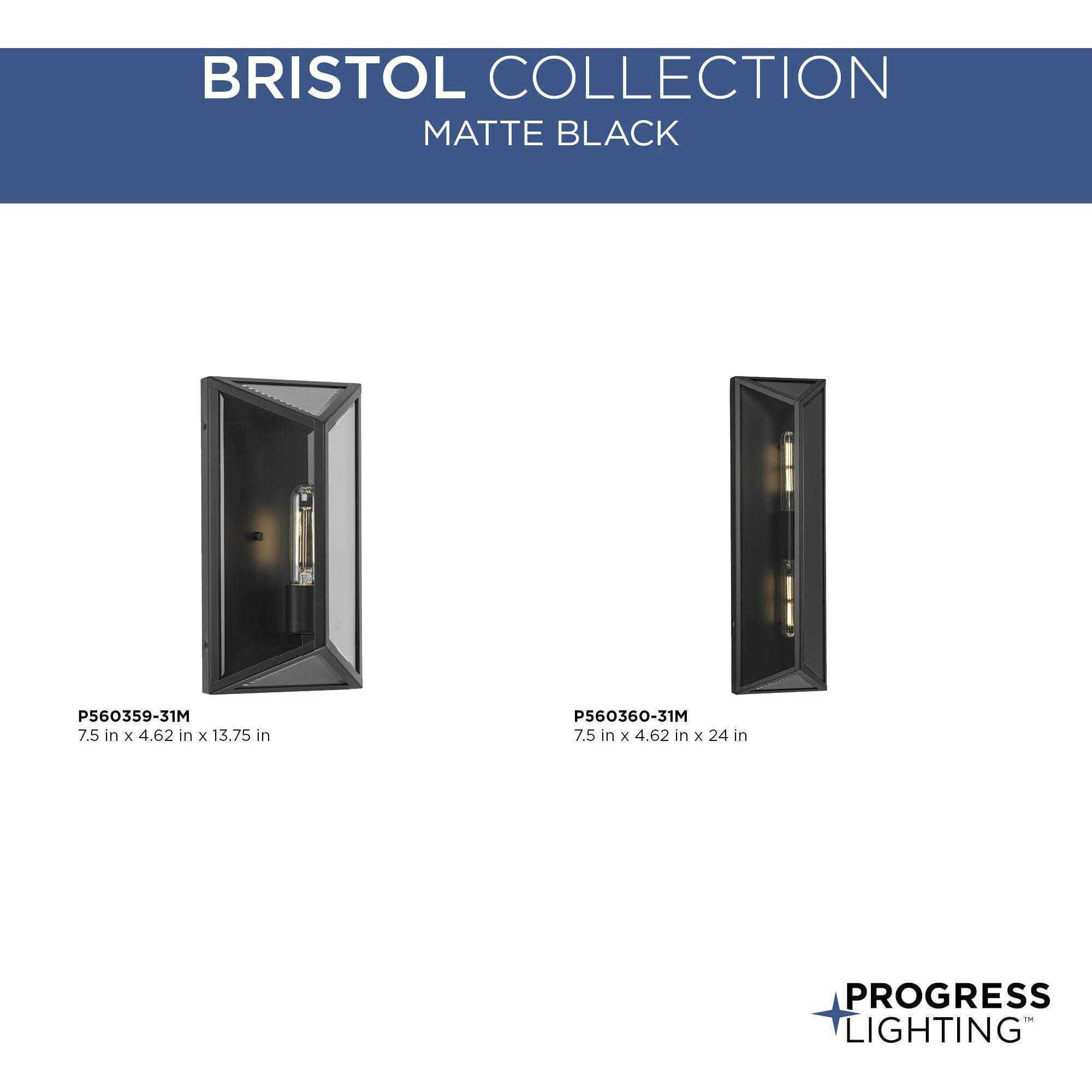 Bristol 2 Light 24 inch Matte Black Outdoor Wall Lantern