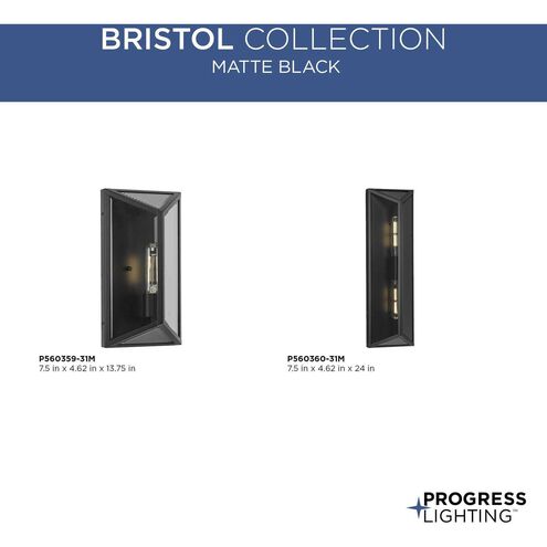 Bristol 2 Light 24 inch Matte Black Outdoor Wall Lantern